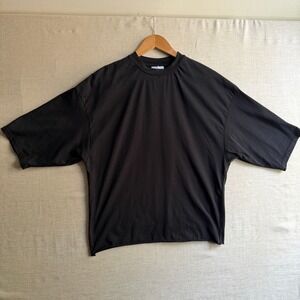 ORTTU Oversized Boxy Raw Hem T-Shirt Black Cotton Minimalist Streetwear